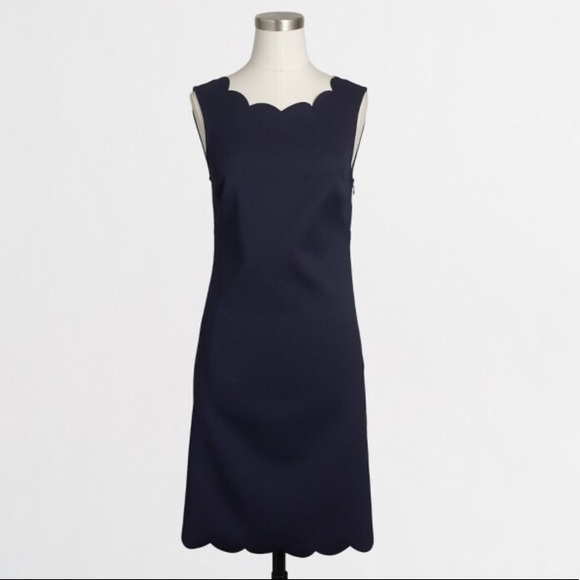 J. Crew Dresses & Skirts - J. Crew Navy Scalloped Shift Dress size 4
